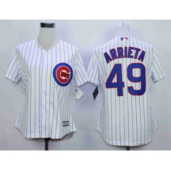 Women's Chicago Cubs #49 Jake Arrieta White Women New Cool Base Jersey