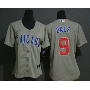 Women's Chicago Cubs #9 Javier Baez Gray Stitched MLB Cool Base Nike Jersey