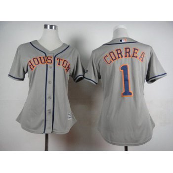 Women's Houston Astros #1 Carlos Correa Away Gray 2015 MLB Cool Base Jersey