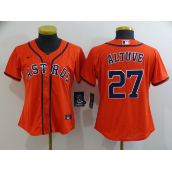 Women's Houston Astros #27 Jose Altuve Orange Stitched MLB Cool Base Nike Jersey