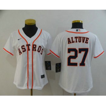 Women's Houston Astros #27 Jose Altuve White Stitched MLB Cool Base Nike Jersey