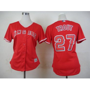 Women's LA Angels Of Anaheim #27 Mike Trout Alternate Red 2015 MLB Cool Base Jersey