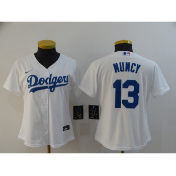 Women's Los Angeles Dodgers #13 Max Muncy White Stitched MLB Cool Base Nike Jersey