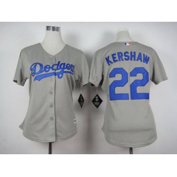 Women's Los Angeles Dodgers #22 Clayton Kershaw Away Gray 2015 MLB Cool Base Jersey