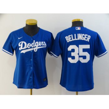 Women's Los Angeles Dodgers #35 Cody Bellinger Blue Stitched MLB Cool Base Nike Jersey