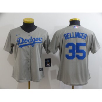 Women's Los Angeles Dodgers #35 Cody Bellinger Gray Stitched MLB Cool Base Nike Jersey