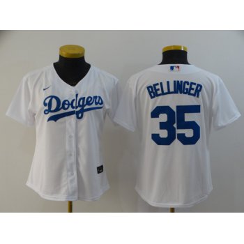 Women's Los Angeles Dodgers #35 Cody Bellinger White Stitched MLB Cool Base Nike Jersey