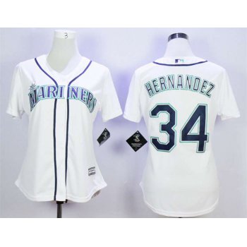 Women's Miami Marlins #34 Felix Hernandez White Women New Cool Base Jersey