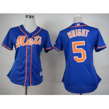 Women's New York Mets #5 David Wright Alternate Blue With Gray 2015 MLB Cool Base Jersey