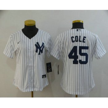 Women's New York Yankees #45 Gerrit Cole White Home Stitched MLB Cool Base Nike Jersey