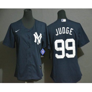 Women's New York Yankees #99 Aaron Judge Navy Blue White Number Stitched MLB Cool Base Nike Jersey