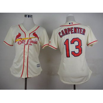 Women's St. Louis Cardinals #13 Matt Carpenter Alternate Cream 2015 MLB Cool Base Jersey