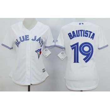 Women's Toronto Blue Jays #19 Jose Bautista White New Cool Base Women Jersey