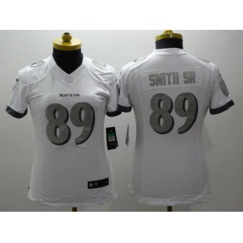 Women's Baltimore Ravens #89 Steve Smith Sr White Platinum NFL Nike Limited Jersey