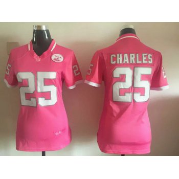 Women's Kansas City Chiefs #25 Jamaal Charles Pink Bubble Gum 2015 NFL Jersey