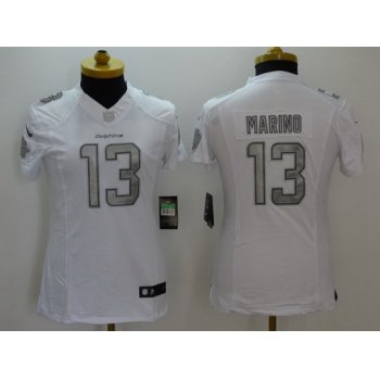 Women's Miami Dolphins #13 Dan Marino White Platinum Retired Player NFL Nike Limited Jersey