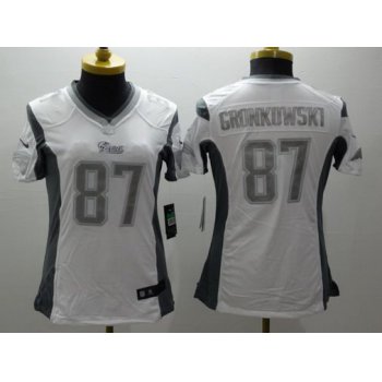 Women's New England Patriots #87 Rob Gronkowski White Platinum NFL Nike Limited Jersey