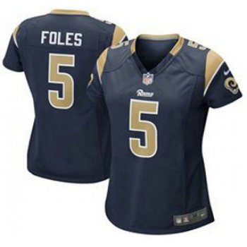 Women's Nike St. Louis Rams #5 Nick Foles Navy Blue Team Color NFL Nike Game Jersey