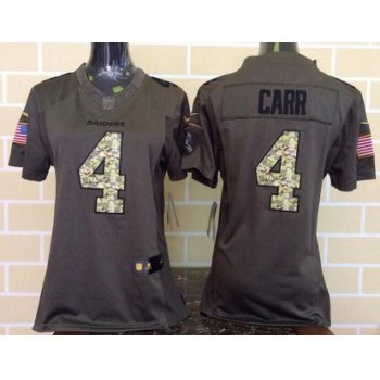 Women's Oakland Raiders #4 Derek Carr Green Salute To Service 2015 NFL Nike Limited Jersey