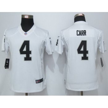 Women's Oakland Raiders #4 Derek Carr White Road NFL Nike Limited Jersey