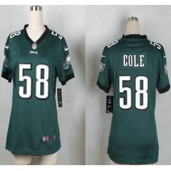 Women's Philadelphia Eagles #58 Trent Cole Nike Green Game Jersey