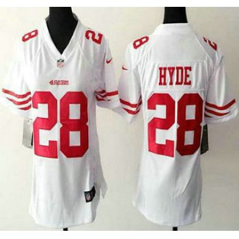 Women's San Francisco 49ers #28 Carlos Hyde Nike White Game Jersey