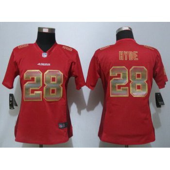 Women's San Francisco 49ers #28 Carlos Hyde Red Strobe 2015 NFL Nike Fashion Jersey