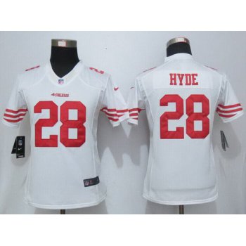 Women's San Francisco 49ers #28 Carlos Hyde White Road NFL Nike Limited Jersey