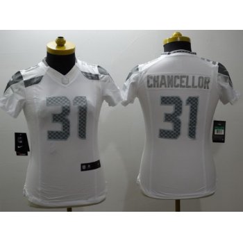 Women's Seattle Seahawks #31 Kam Chancellor White Platinum NFL Nike Limited Jersey