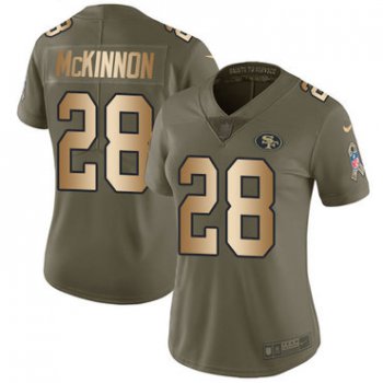 Nike 49ers #28 Jerick McKinnon Olive Gold Women's Stitched NFL Limited 2017 Salute to Service Jersey