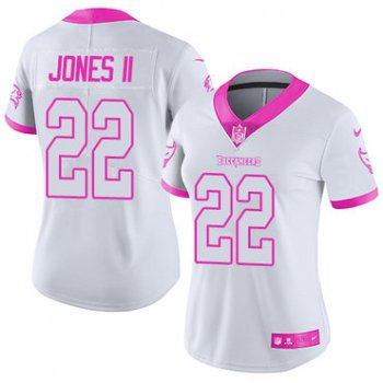 Nike Buccaneers #22 Ronald Jones II White Pink Women's Stitched NFL Limited Rush Fashion Jersey