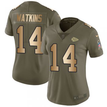 Nike Chiefs #14 Sammy Watkins Olive Gold Women's Stitched NFL Limited 2017 Salute to Service Jersey