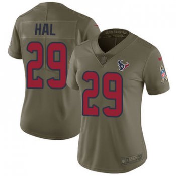 Women's Nike Houston Texans #29 Andre Hal Olive Stitched NFL Limited 2017 Salute to Service Jersey