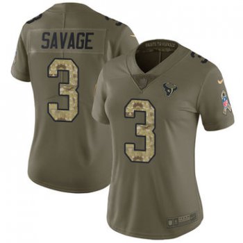 Women's Nike Houston Texans #3 Tom Savage Olive Camo Stitched NFL Limited 2017 Salute to Service Jersey