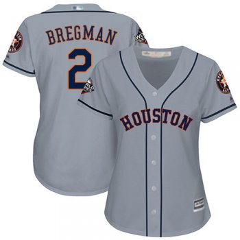 Astros #2 Alex Bregman Grey Road 2019 World Series Bound Women's Stitched Baseball Jersey