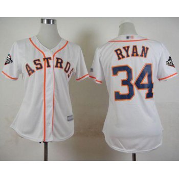 Astros #34 Nolan Ryan White Home 2019 World Series Bound Women's Stitched Baseball Jersey