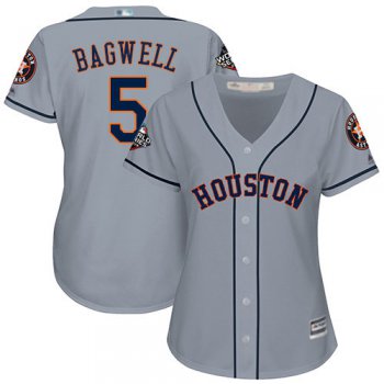 Astros #5 Jeff Bagwell Grey Road 2019 World Series Bound Women's Stitched Baseball Jersey