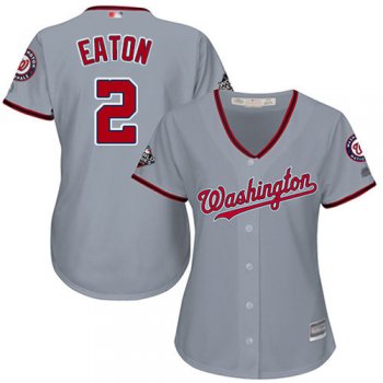 Nationals #2 Adam Eaton Grey Road 2019 World Series Bound Women's Stitched Baseball Jersey