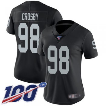 Oakland Raiders #98 Maxx Crosby Women's Black Home Limited 100th Season Vapor Untouchable Football Jersey