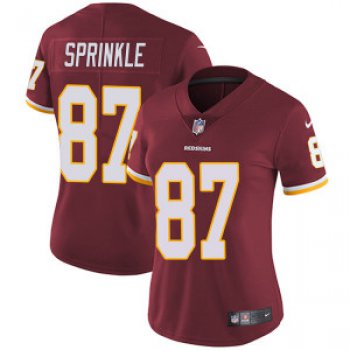 Women's Washington Redskins #87 Jeremy Sprinkle Limited Burgundy Team Color Vapor Untouchable Nike Jersey