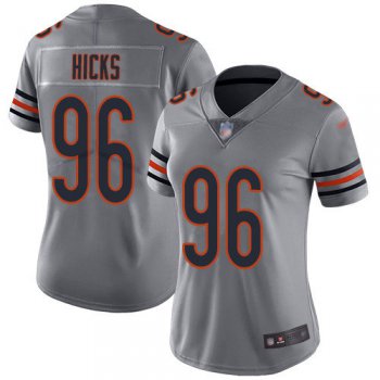 Nike Chicago Bears Women's #96 Akiem Hicks Silver Inverted Legend Limited Jersey