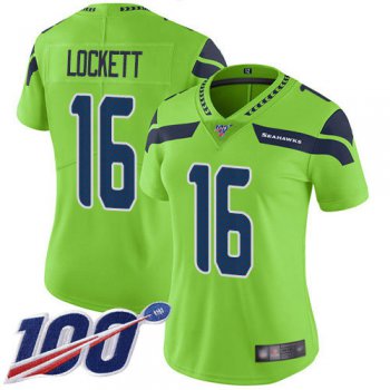 Seahawks #16 Tyler Lockett Green Women's Stitched Football Limited Rush 100th Season Jersey