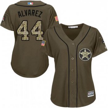 Women's Authentic Houston Astros #44 Yordan Alvarez Majestic Salute to Service Green Jersey