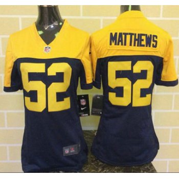 Women's Green Bay Packers #52 Clay Matthews Navy Blue With Gold NFL Nike Game Jersey