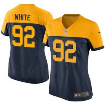 Women's Green Bay Packers #92 Reggie White Navy Blue With Gold NFL Nike Game Jersey