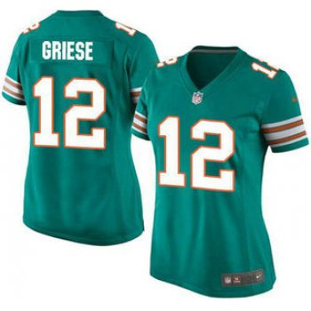 Women's Miami Dolphins #12 Bob Griese Aqua Green Alternate 2015 NFL Nike Game Jersey