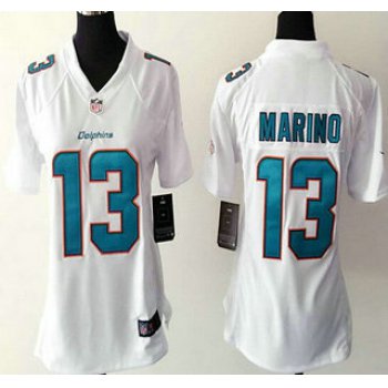 Women's Miami Dolphins #13 Dan Marino White Road NFL Nike Game Jersey