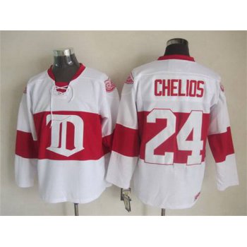 Men's Detroit Red Wings #24 Chris Chelios 2008-09 White CCM Vintage Throwback Jersey