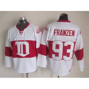 Men's Detroit Red Wings #93 Johan Franzen 2008-09 White CCM Vintage Throwback Jersey