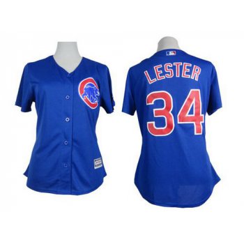 Women's Chicago Cubs #34 Jon Lester Blue Jersey